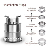 Portable Stainless Steel Wood Burning Camping Stove Collapsible Can Burns Solid Fuels for Outdoor Backpacking
