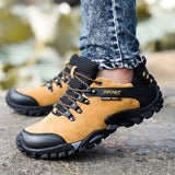 Man Hiking Shoes Waterproof Off-Road Mountain Climbing Trekking Shoes Wearable Leather Multi-terrain Outdoor Sports Sneakers